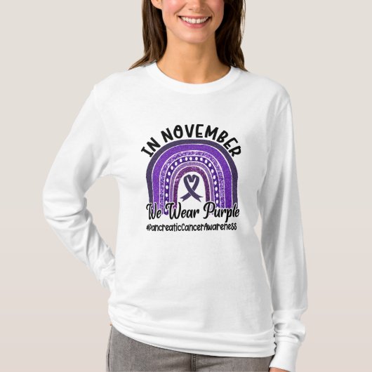 In november Draag we Paarse pancreaskanker T-shirt (Voorkant)