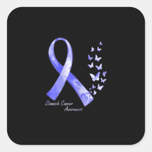 In november Draag we Periwinkle Ribbon Stomach Can Vierkante Sticker (Voorkant)