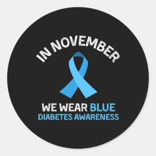 In november Draag wij Blauwe steun Diabetes Awaren Ronde Sticker