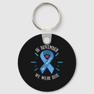 In November dragen we blauw, Type 1 Diabetes Bewus Sleutelhanger