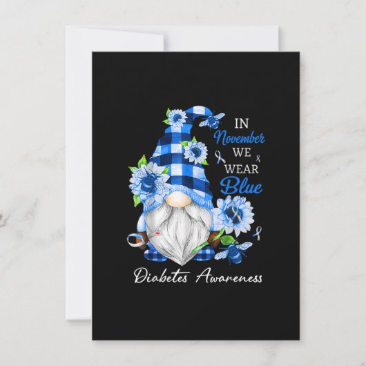 In November dragen we blauwe Gnome Diabetes bewust Kaart (Voorkant)