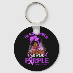 In November dragen we paars Zwarte vrouwen epileps Sleutelhanger