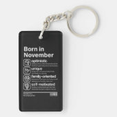 In November Geboren Persoonlijkheid Sleutelhanger (achterkant)