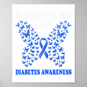 in november hebben we blauw bewustzijn van diabete poster