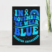 In November We Wear Blue Diabetes Awareness Ribbon Kaart (Voorkant)