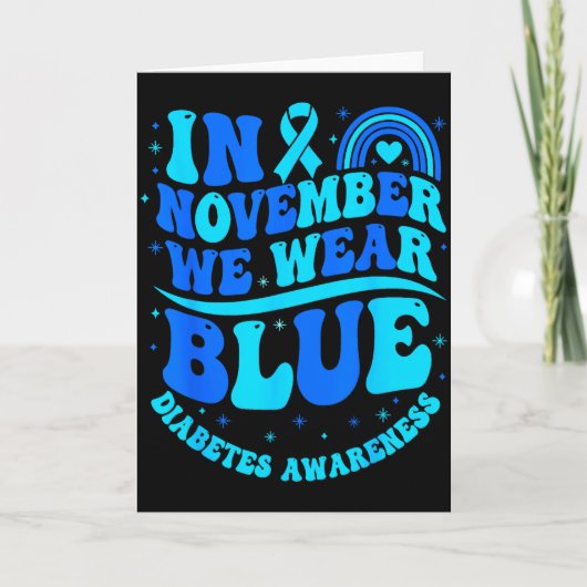 In November We Wear Blue Diabetes Awareness Ribbon Kaart (Voorkant)