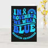 In November We Wear Blue Diabetes Awareness Ribbon Kaart (Gele Bloem)