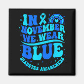 In November We Wear Blue Diabetes Awareness Ribbon Magneet (Voorkant)