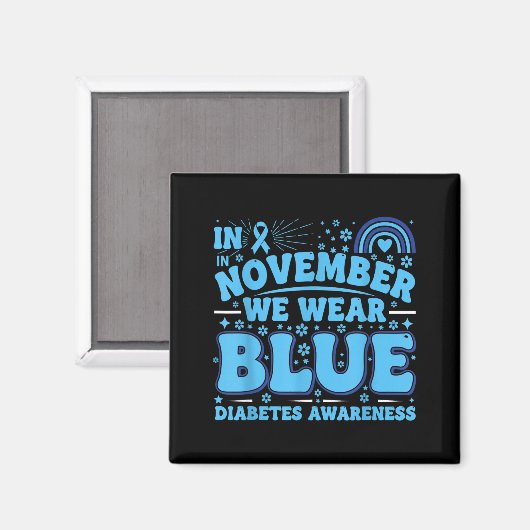 In November We Wear Blue Diabetes Awareness Ribbon Magneet (Voorkant / Achterkant)