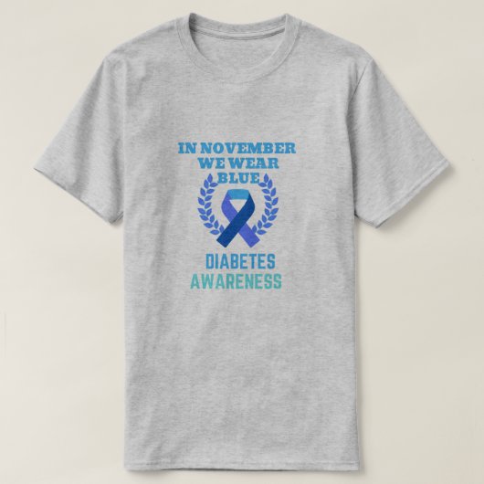In November We Wear Blue Diabetes Awareness T-shirt (Design voorkant)