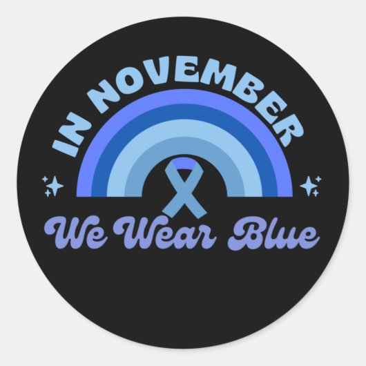 In November We Wear Blue, Rainbow Ronde Sticker (Voorkant)