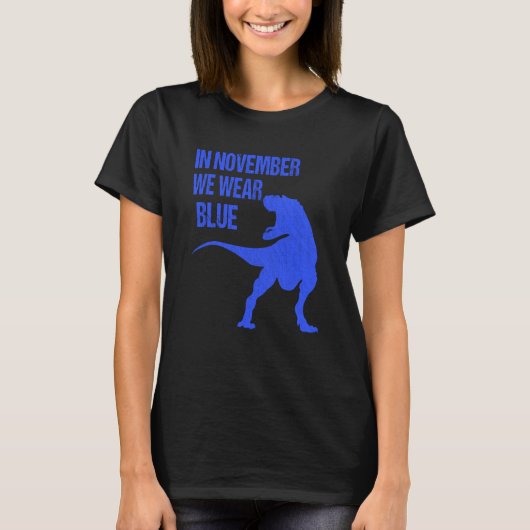 In November We Wear Blue Rex Dinosaur Diabetes Awa T-shirt (Voorkant)