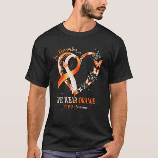 In November We Wear Orange Butterfly COPD Awarenes T-shirt (Voorkant)