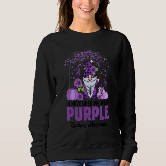In November We Wear Purple Gnome Epilepsy Awarenes Trui (Voorkant)