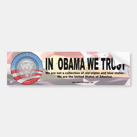 In Obama vertrouwen we op twee kopieën Bumpersticker (Voorkant)