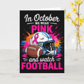 In October We Wear Nk And Watch Football Breast Ca Kaart (Gele Bloem)