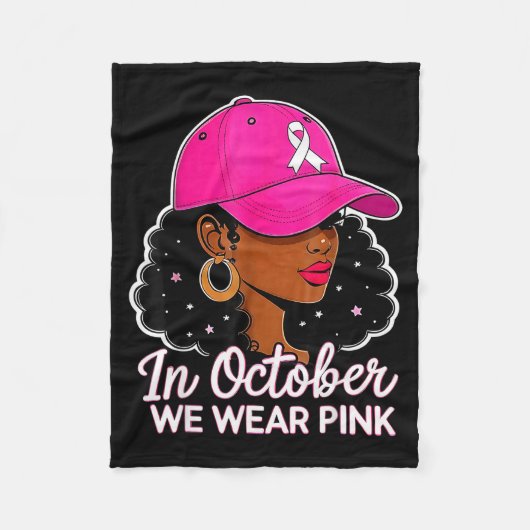 In October We Wear Nk Black Women Breast Cancer Aw Fleece Deken (Voorkant)