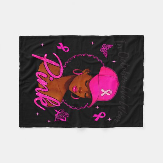 In October We Wear Nk Black Women Breast Cancer Aw Fleece Deken (Voorkant (Horizontaal))