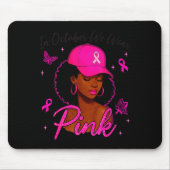 In October We Wear Nk Black Women Breast Cancer Aw Muismat (Voorkant)