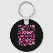 In October We Wear Nk Boho Floral Breast Cancer Aw Sleutelhanger (Voorkant)