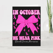 In October We Wear Nk Breast Cancer Awareness Coqu Kaart (Voorkant)