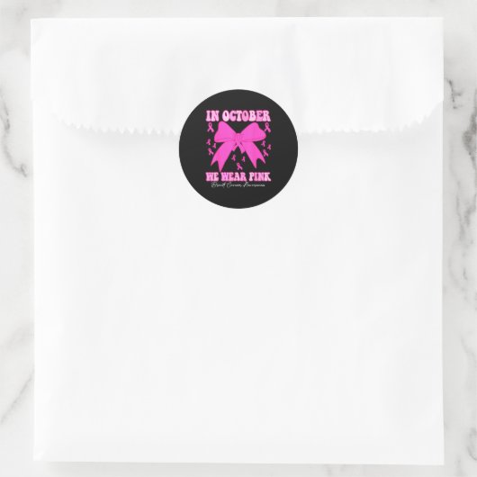 In October We Wear Nk Breast Cancer Awareness Coqu Ronde Sticker (Tas)