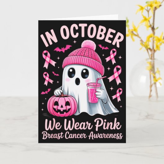 In October We Wear Nk Breast Cancer Awareness Hall Kaart (Gele Bloem)