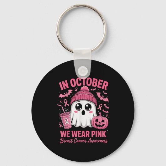 In October We Wear Nk Breast Cancer Awareness Hall Sleutelhanger (Voorkant)