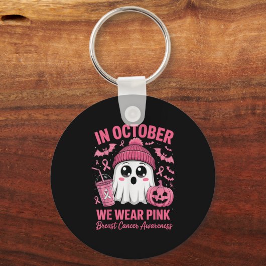 In October We Wear Nk Breast Cancer Awareness Hall Sleutelhanger (Voorkant)