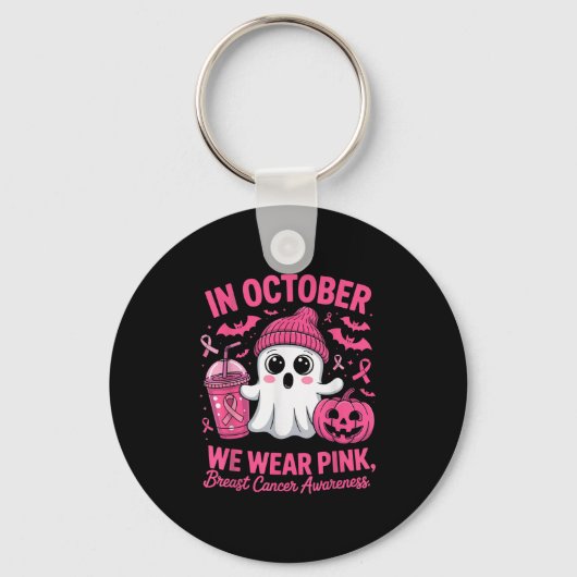 In October We Wear Nk Breast Cancer Awareness Hall Sleutelhanger (Voorkant)