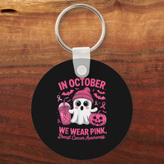 In October We Wear Nk Breast Cancer Awareness Hall Sleutelhanger (Voorkant)