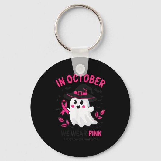 In October We Wear Nk Breast Cancer Awareness Hall Sleutelhanger (Voorkant)