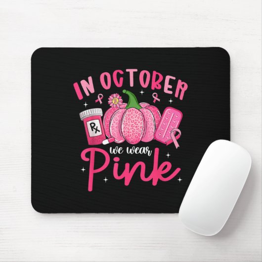 In October We Wear Nk Breast Cancer Awareness Phar Muismat (Met muis)