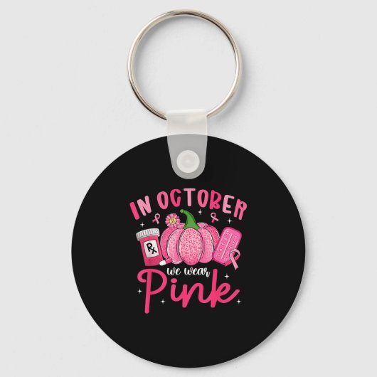 In October We Wear Nk Breast Cancer Awareness Phar Sleutelhanger (Voorkant)