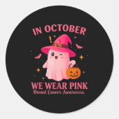 In October We Wear Nk – Breast Cancer Awareness Ronde Sticker (Voorkant)