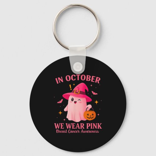 In October We Wear Nk – Breast Cancer Awareness  Sleutelhanger (Voorkant)