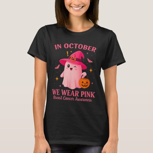 In October We Wear Nk – Breast Cancer Awareness  T-shirt (Voorkant)