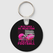 In October We Wear Nk Breast Cancer Flag Football  Sleutelhanger (Voorkant)