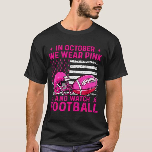 In October We Wear Nk Breast Cancer Flag Football T-shirt (Voorkant)