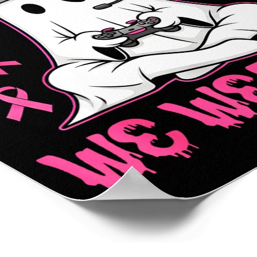 In October We Wear Nk Breast Cancer Gaming Ghost Y Poster (Hoek)