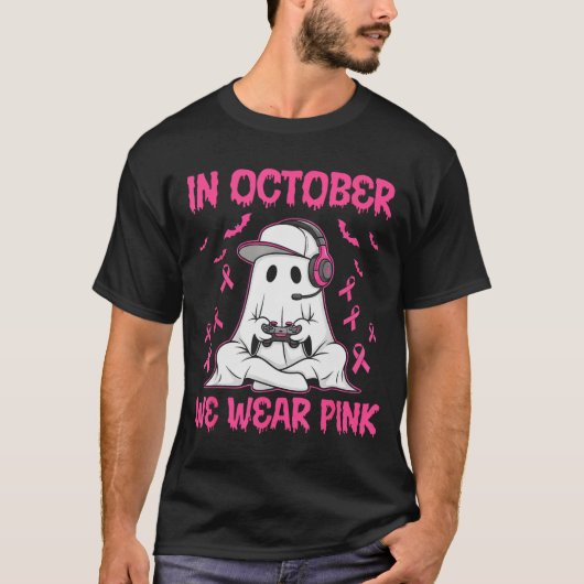 In October We Wear Nk Breast Cancer Gaming Ghost Y T-shirt (Voorkant)