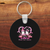 In October We Wear Nk Breast Cancer Heart Dragonfl Sleutelhanger (Voorkant)