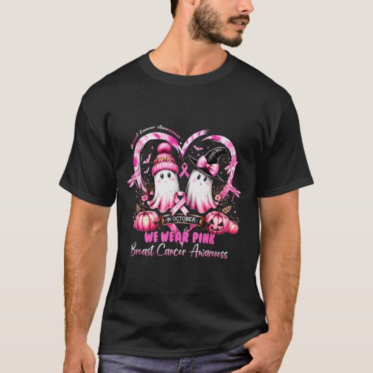 In October We Wear Nk Breast Cancer Heart Dragonfl T-shirt (Voorkant)