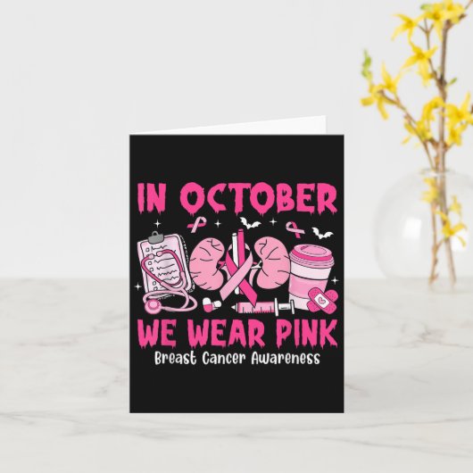 In October We Wear Nk Breast Cancer Urology Nurse  Kaart (Gele Bloem)