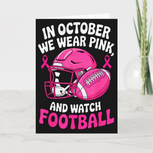 In October We Wear Nk Breast Football Cancer Aware Kaart (Voorkant)