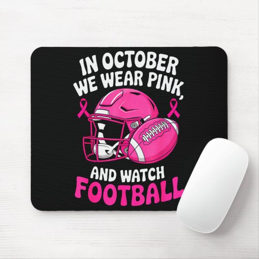 In October We Wear Nk Breast Football Cancer Aware Muismat (Met muis)