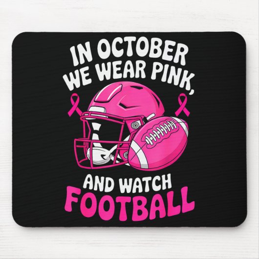 In October We Wear Nk Breast Football Cancer Aware Muismat (Voorkant)