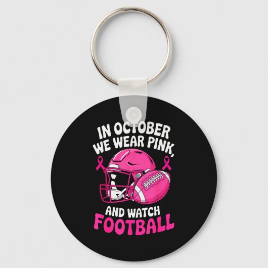 In October We Wear Nk Breast Football Cancer Aware Sleutelhanger (Voorkant)