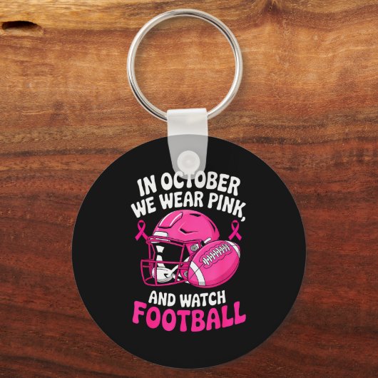 In October We Wear Nk Breast Football Cancer Aware Sleutelhanger (Voorkant)