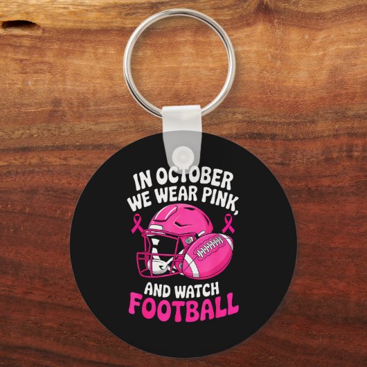 In October We Wear Nk Breast Football Cancer Aware Sleutelhanger (Voorkant)